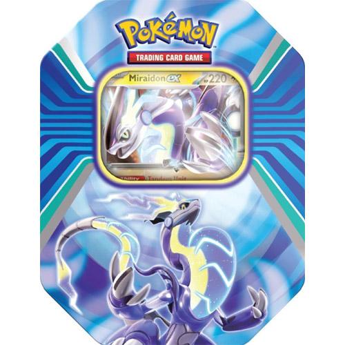 Carte Pokémon Miraidon et 4 paquets de 10 cartes en boîte métal